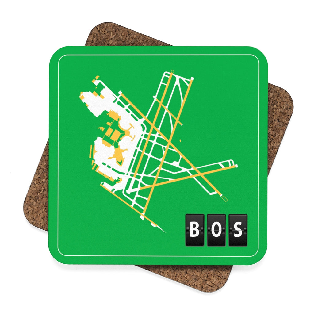 BOS Airport Diagram - Hardboard Coaster Set - 4pcs