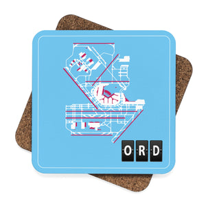ORD Airport Diagram - Hardboard Coaster Set - 4pcs