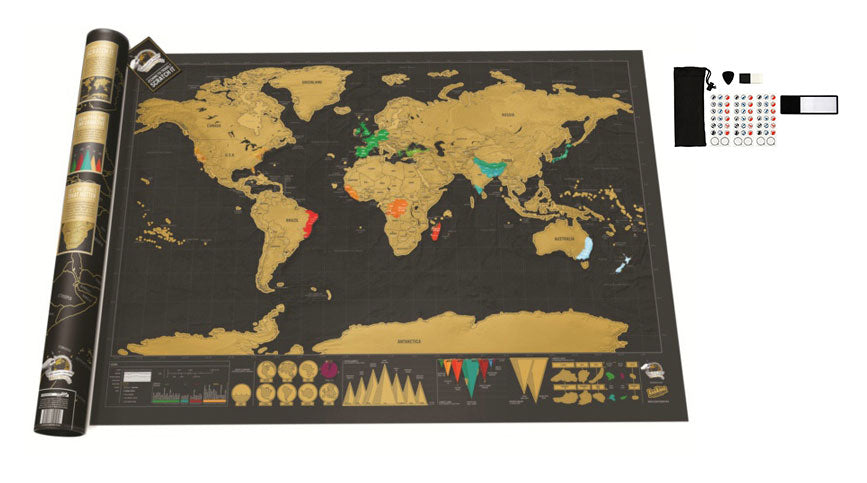 Scratch Off World Map Poster - Deluxe Pack